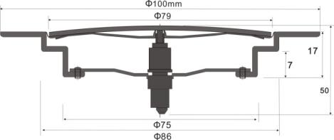 SZ106-10R Ø 100mm Ronde RVS keukenfontein afvoerputje klik-klak met pop-up messing binnenwerk